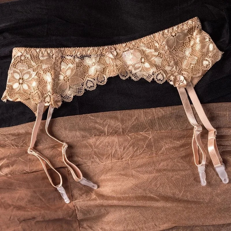 Women's Lace Garter Belt – Adjustable Suspender Belt M–XL Lace Garter Belt SWANS Nude M