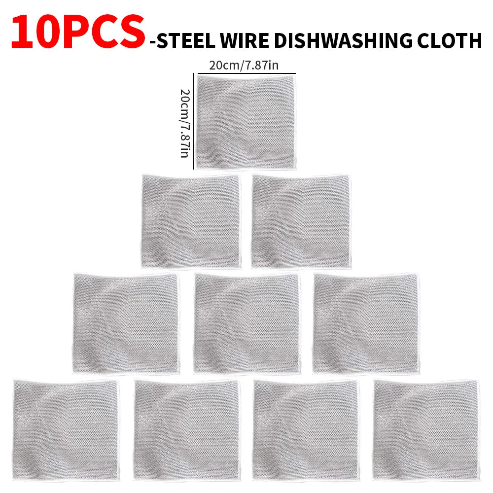 SWANS Steel Wire Dishwashing Cloth – 5/10/30 Pack Scrubber Kitchen Scrubbing Cloth SWANS 10PCS
