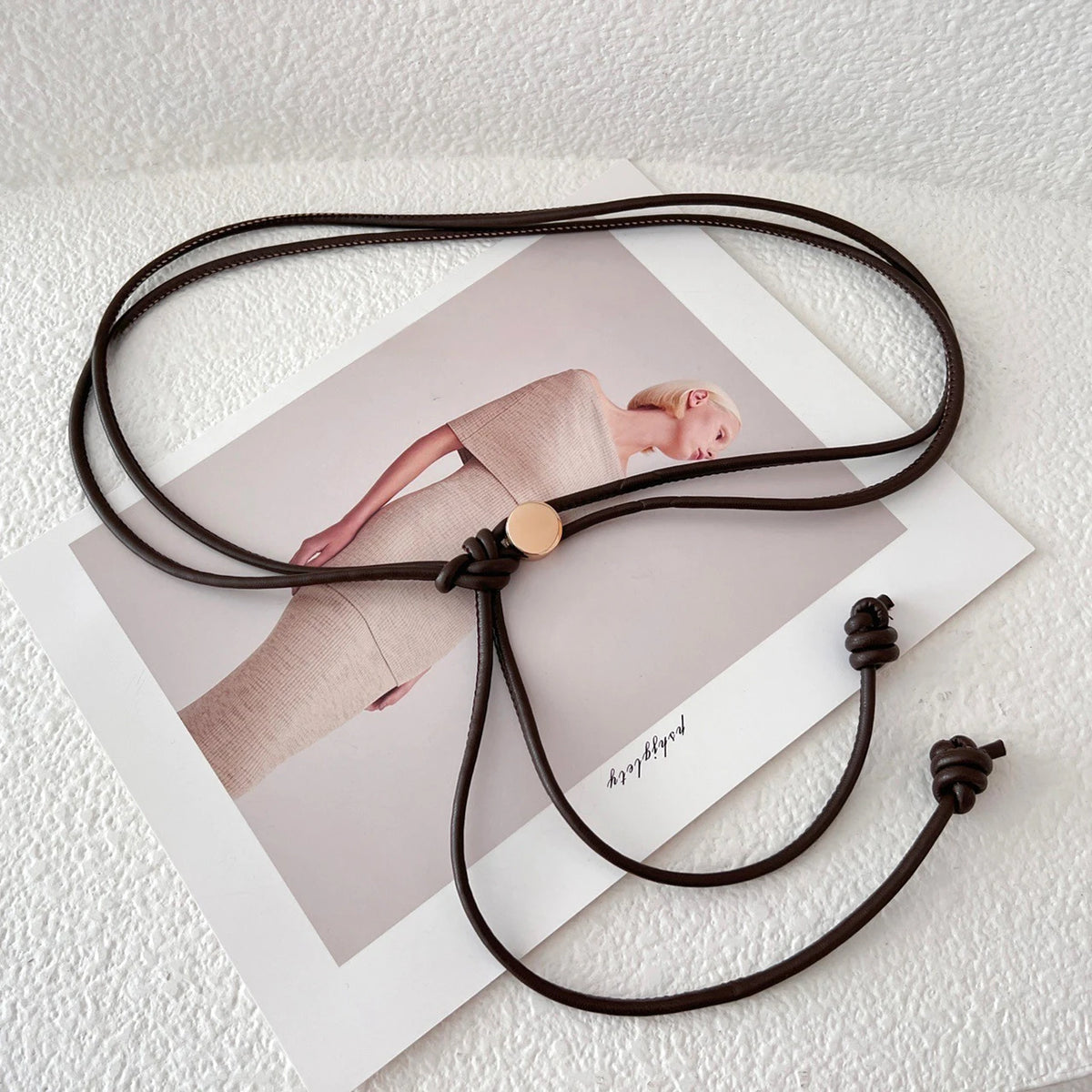 Women's PU Leather Rope Knot Thin Waist Belt – Solid Color Women's Waist Belt SWANS coffee One Size