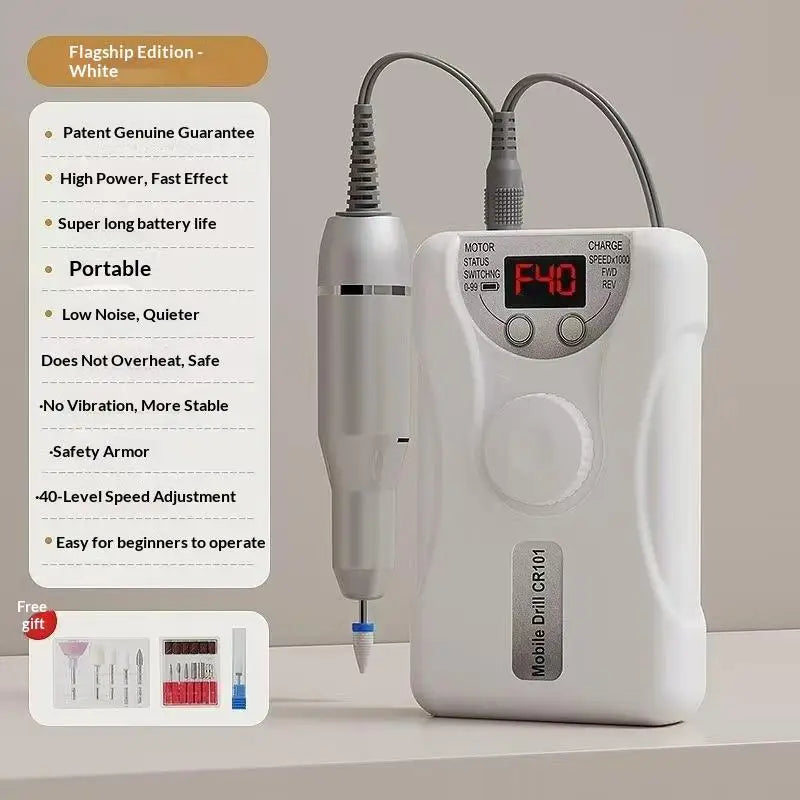 YOVIP 40000RPM Electric Nail Drill Machine – Rechargeable Set Electric Nail Drill SWANS White USB Type-C