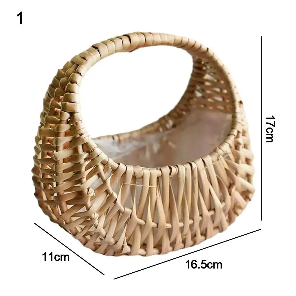 Wicker Flower Girl Basket – Willow Rattan Half Moon Woven Wicker Storage Basket SWANS