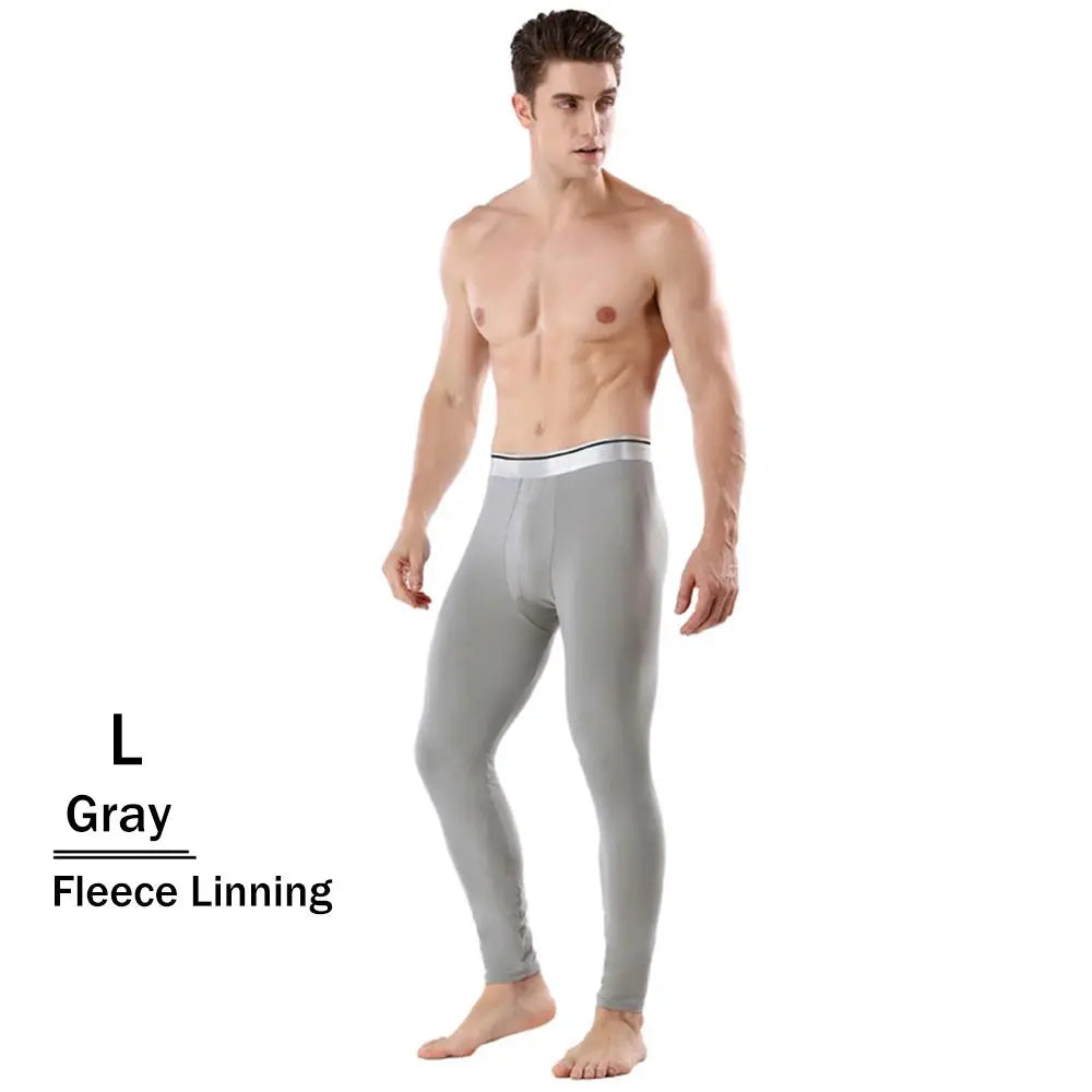 Men's Fleece Lined Thermal Long Johns Winter Base Layer Pants Thermal Long Johns SWANS Gray1-L