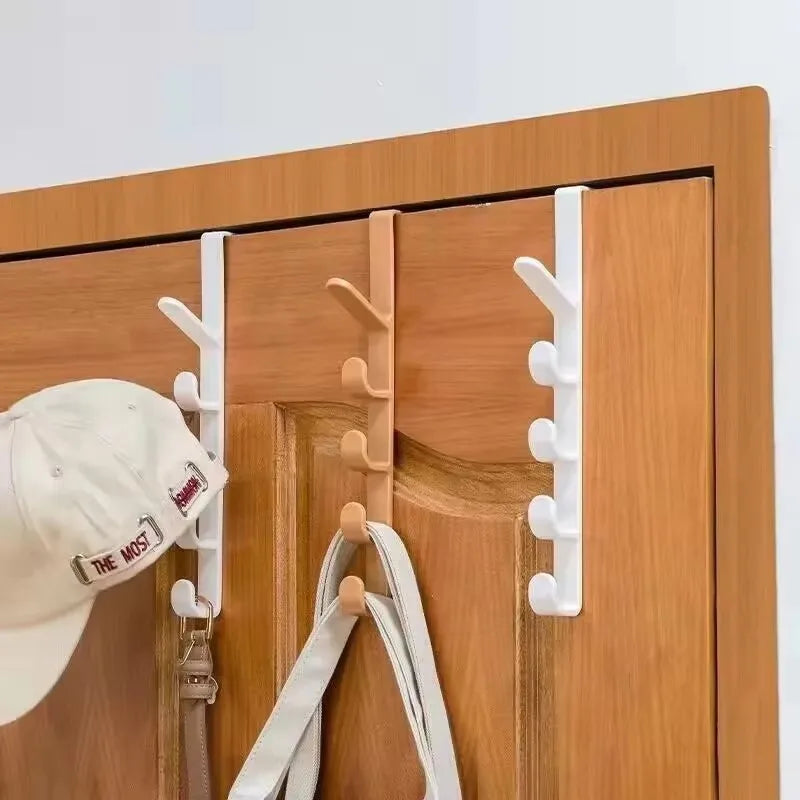 SWANS 5-Hook Behind the Door Rack – No-Drill PP Organizer Door Hook Rack SWANS