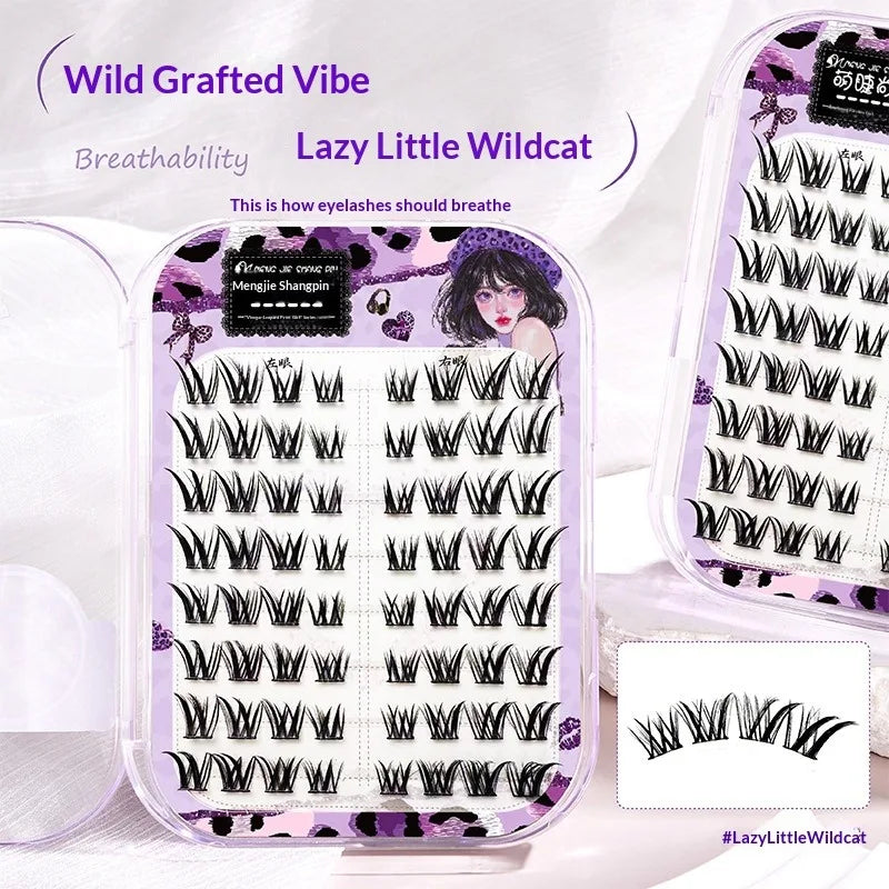 No-Glue 3D Manga Cat Eye False Lashes – Reusable & Curly False Eyelashes SWANS