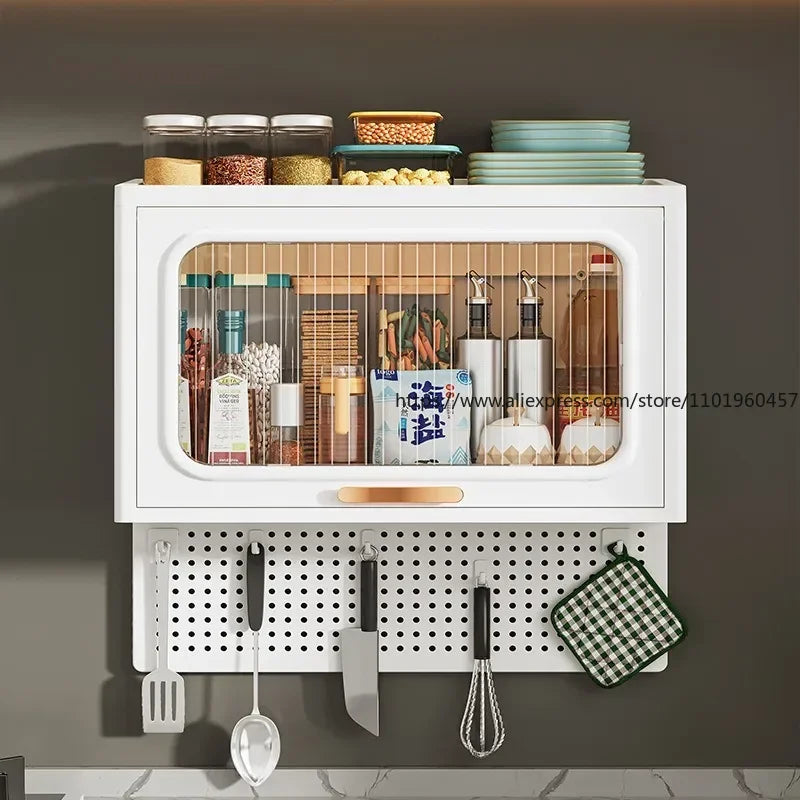 Wall-Mounted Kitchen Rack – Punch-Free Seasoning Storage Box Kitchen Wall Organizer SWANS