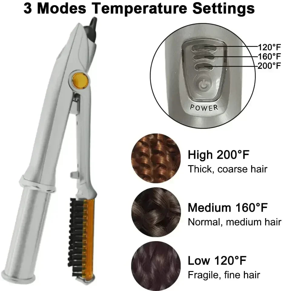 2-in-1 Rotating Hair Curler & Styling Brush Iron | 3 Heat Levels Curling Brush Iron SWANS