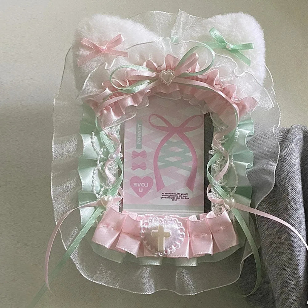 Sweet Plush Photocard Holder Lolita Ribbon Lace Anime Case Photocard Holder SWANS