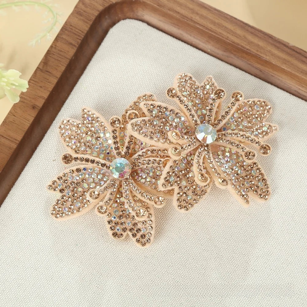 3D Rhinestone Rose Flower Patch – DIY Appliqué Craft Pair Rhinestone Appliqué Patch SWANS