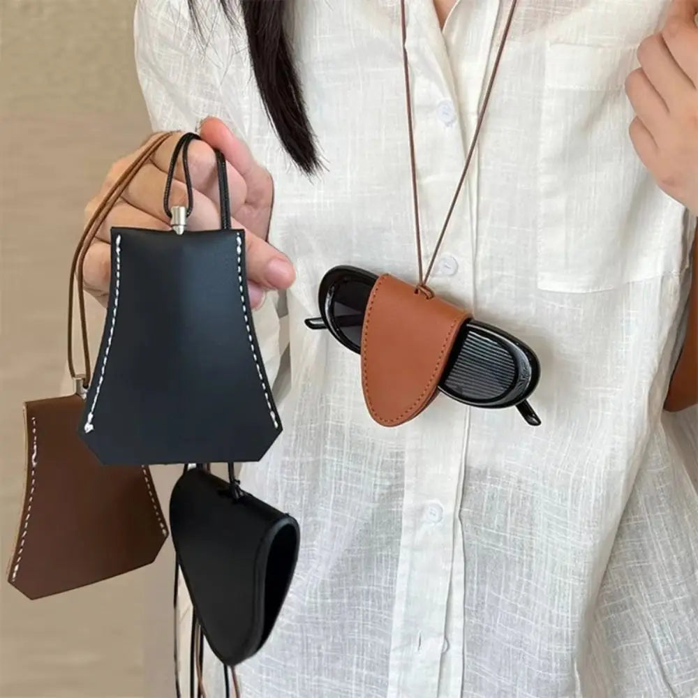 PU Leather Eyeglasses Hanging Neck Pouch – Unisex Storage Bag Eyeglasses Neck Pouch SWANS