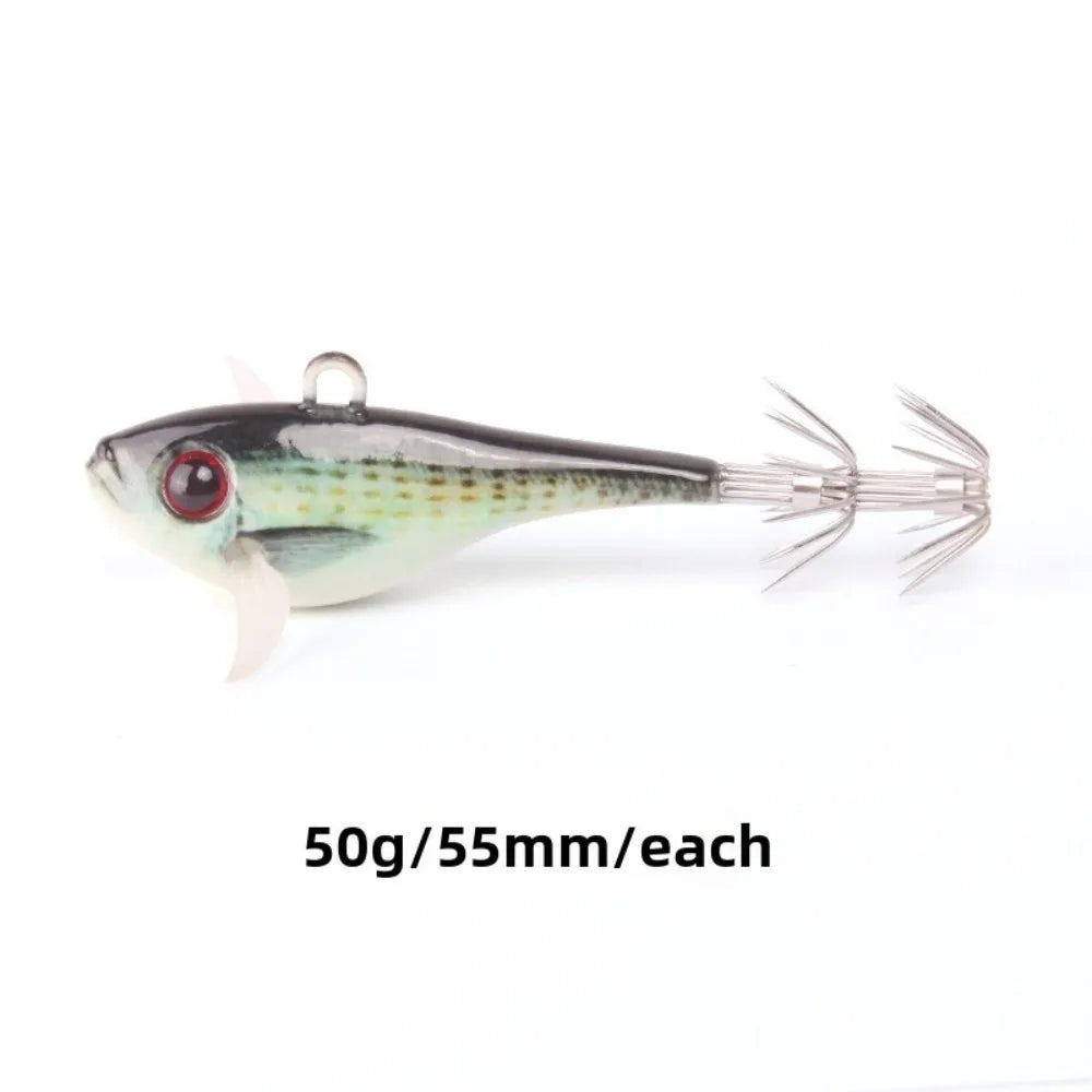 Wood Squid Jig Lure 55mm 50g Sinking Eging Bait Saltwater Squid Jig Lure SWANS E