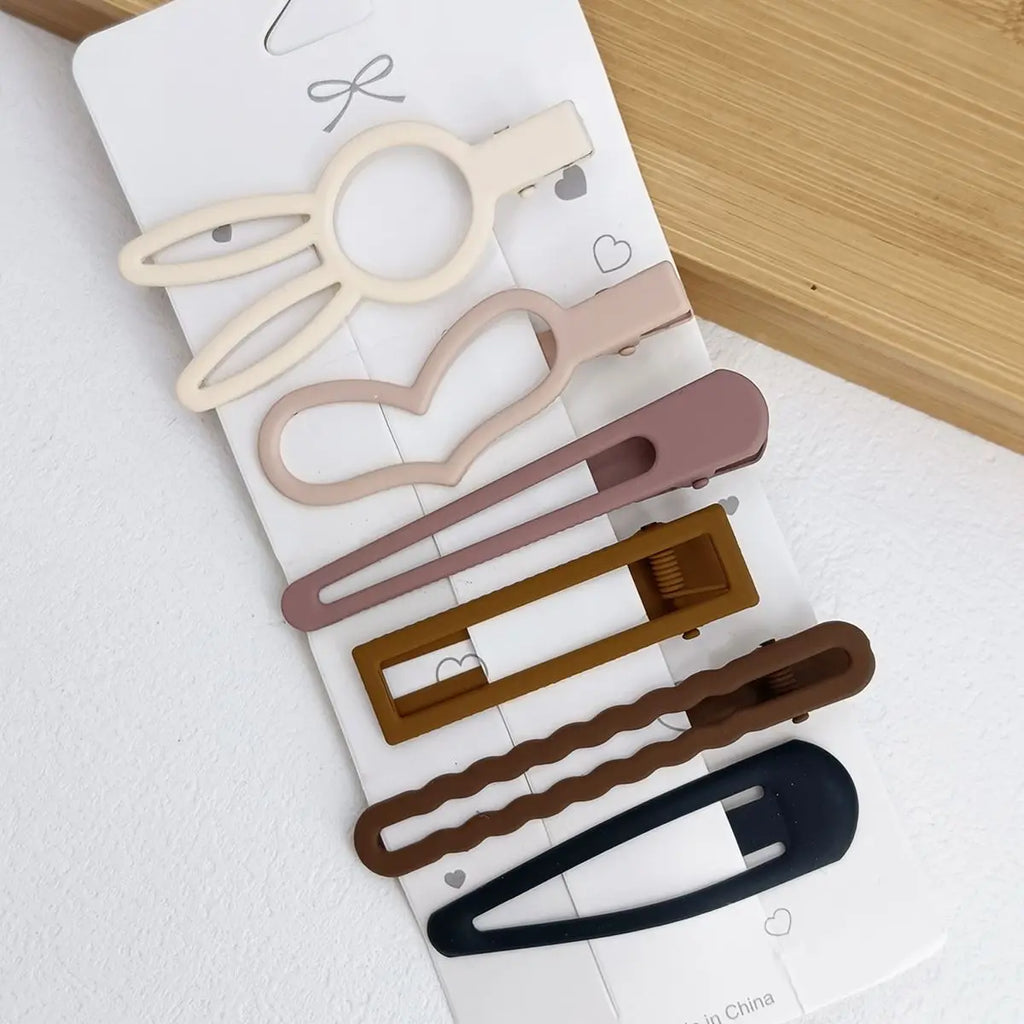 6-Pack Frosted Duck Bill Hair Clips – Traceless Bang Barrettes Hair Clip Set SWANS 01
