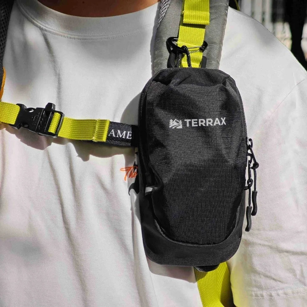 Lightweight Backpack Strap Pouch – Water-Resistant Phone Bag Shoulder Strap Pouch SWANS Black