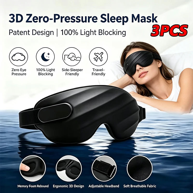 SWANS 3-Pack Contoured Sleep Eye Mask – Light Blocking Sleep Eye Mask SWANS