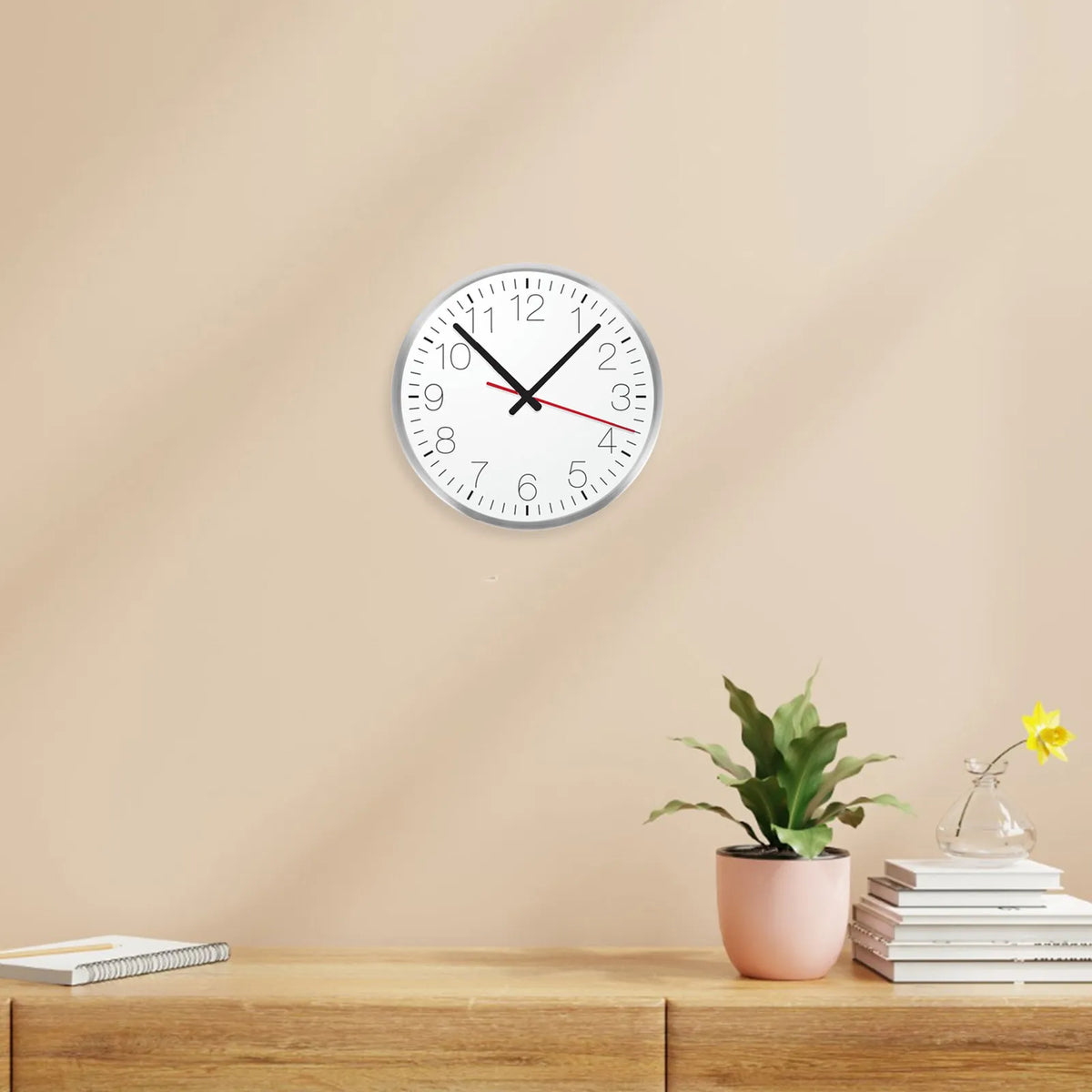 14-Inch Ultra-Thin Metal Wall Clock Frame Replacement – Silver Clock Frame SWANS