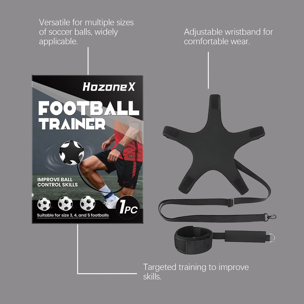 Adjustable Wristband Soccer Trainer – Size 3 4 5 Balls Soccer Training Aid SWANS