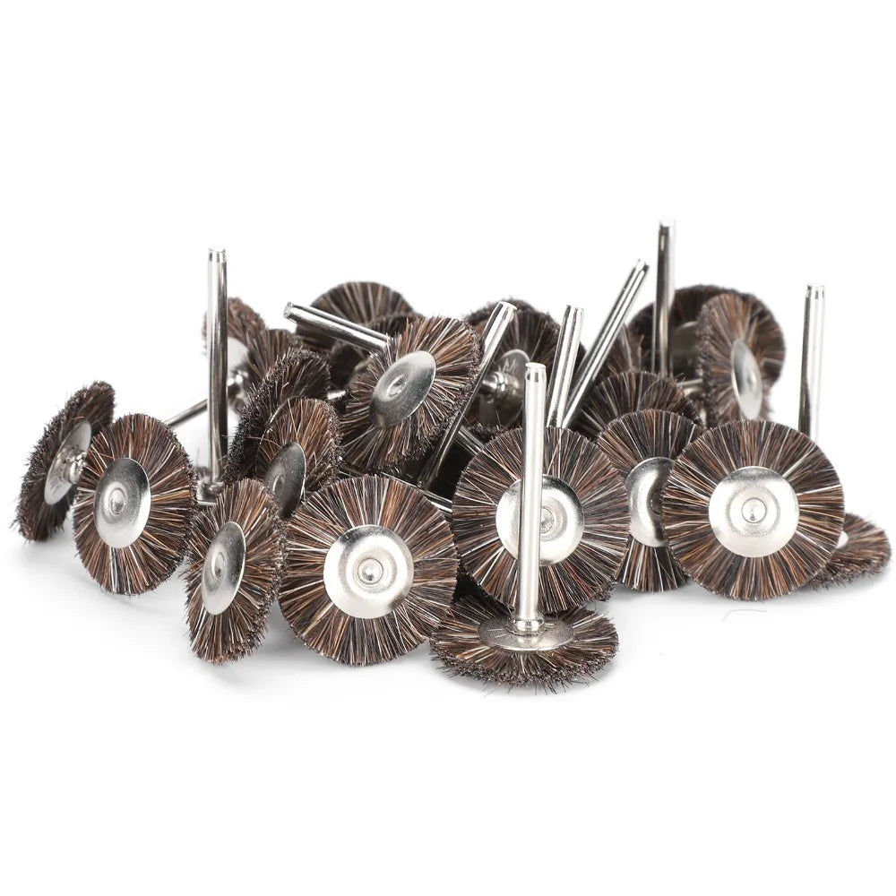 30-Pack T-Type Brush Wheel 25mm Polishing Tool – 3mm Shank Rotary Brush Wheels SWANS