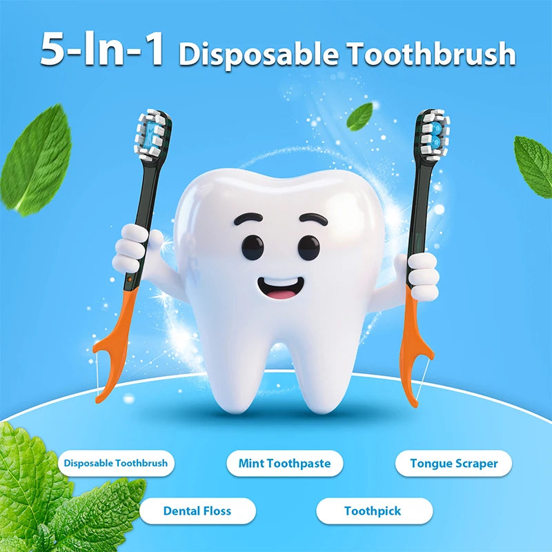 Yunchi Disposable Travel Toothbrush with Burst Bead & Toothpaste Disposable Toothbrush SWANS