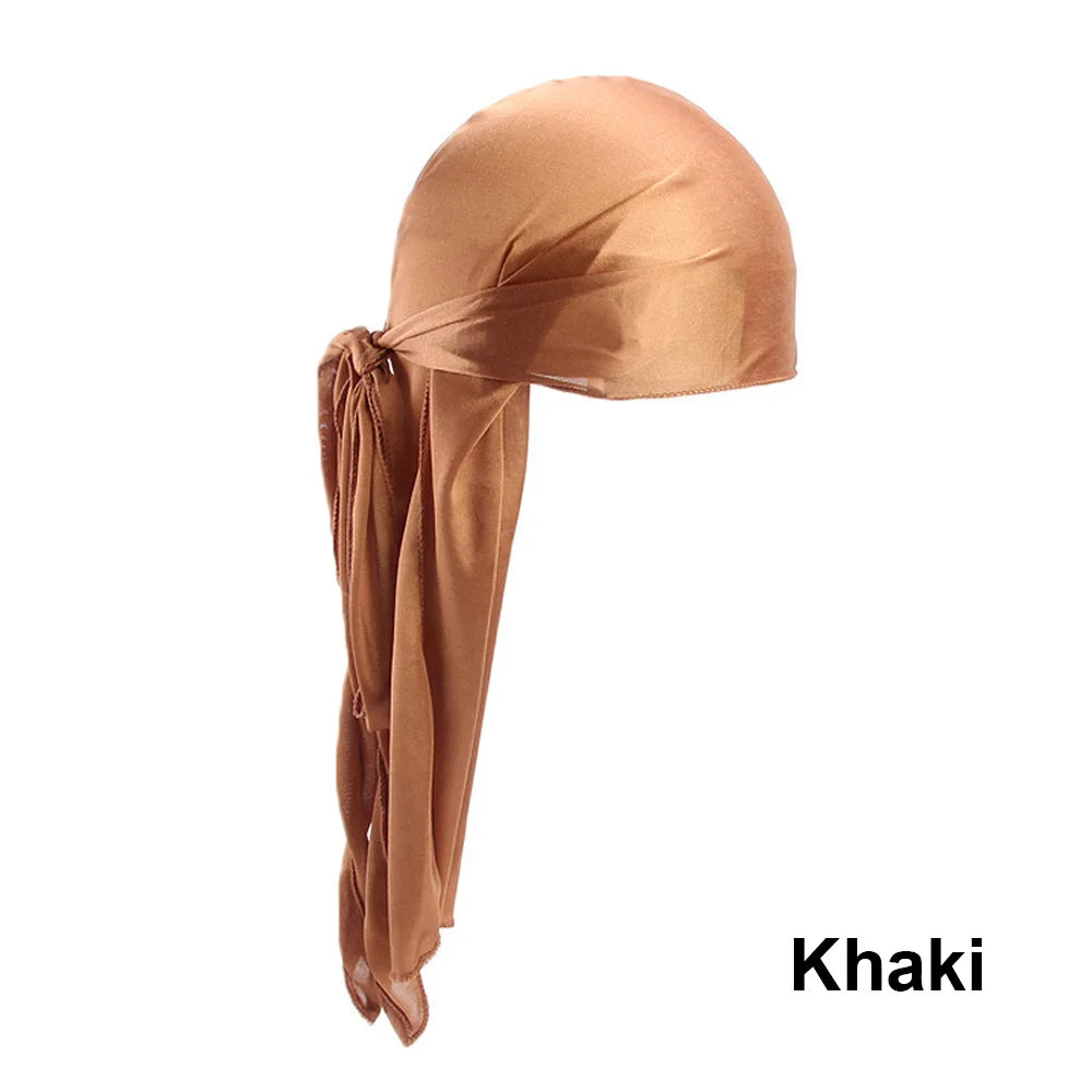 Satin Durag Long Tail Doo Rag – Unisex Hip Hop Headwrap Satin Durag Headwrap SWANS khaki