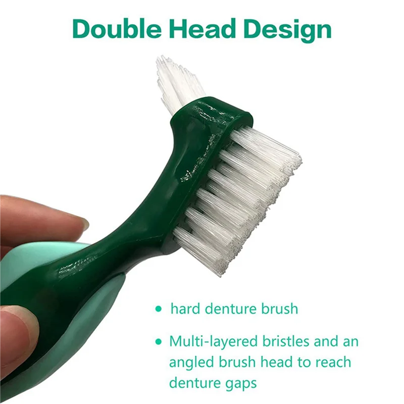 8-Pack Hard Denture Brushes – Double Sided, Multi-Layer Bristles Denture Cleaning Brush SWANS