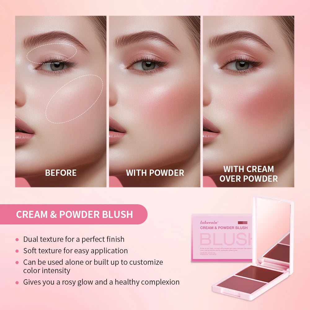 Lakerain Cream & Powder Blush – 5 Colors, High Pigment Face Blush Makeup SWANS
