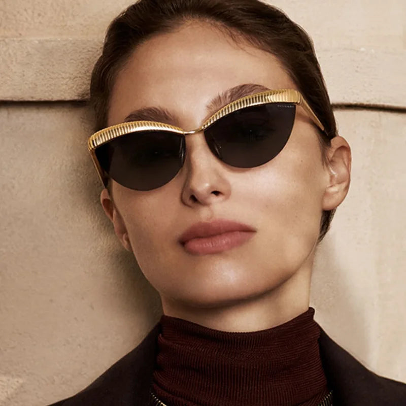 TOYEARN Y2K Cat Eye Sunglasses – Vintage Half Frame Women Cat Eye Sunglasses SWANS