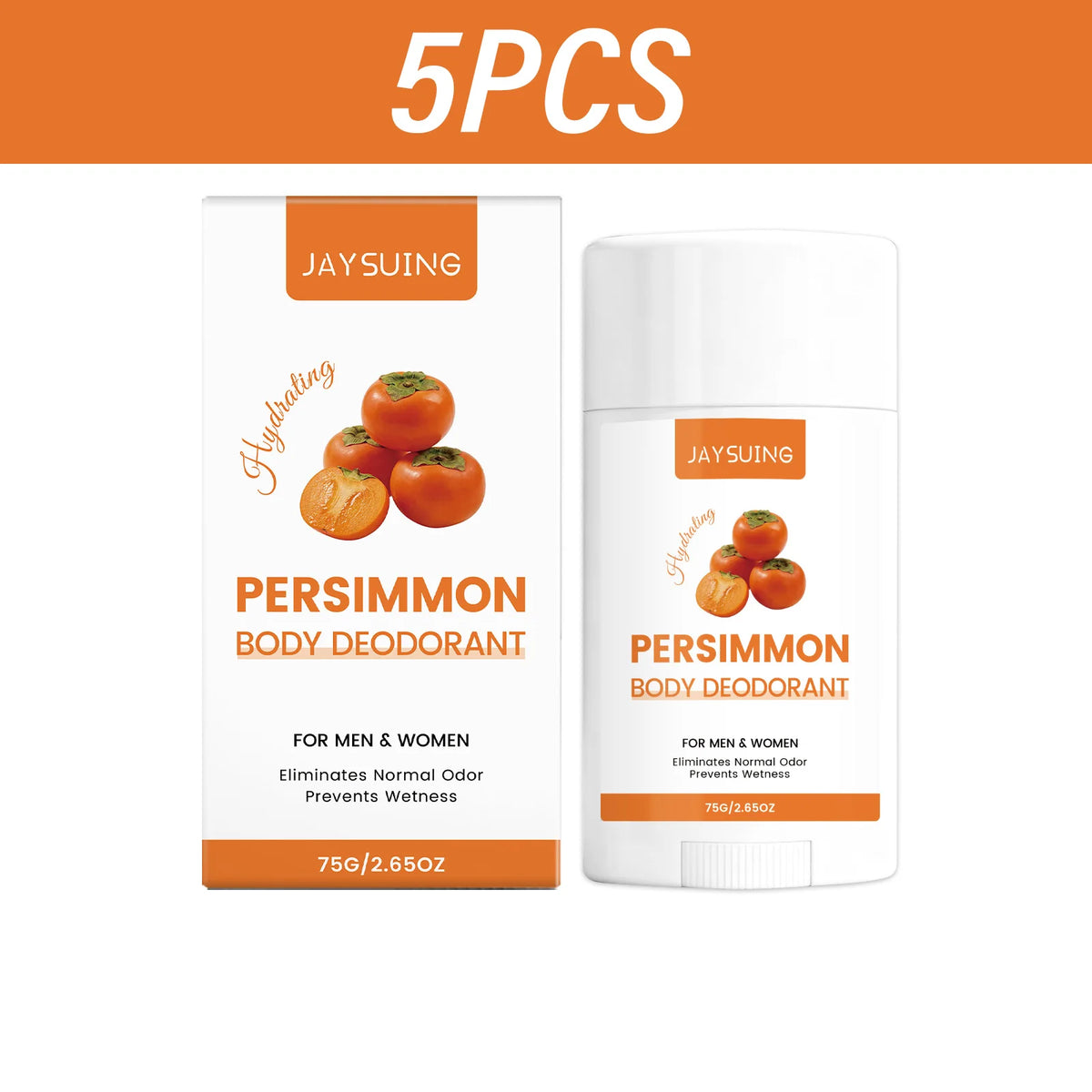 Jaysuing Persimmon Deodorant Stick – Unisex Antiperspirant 75g Deodorant Stick SWANS Persimmon x5