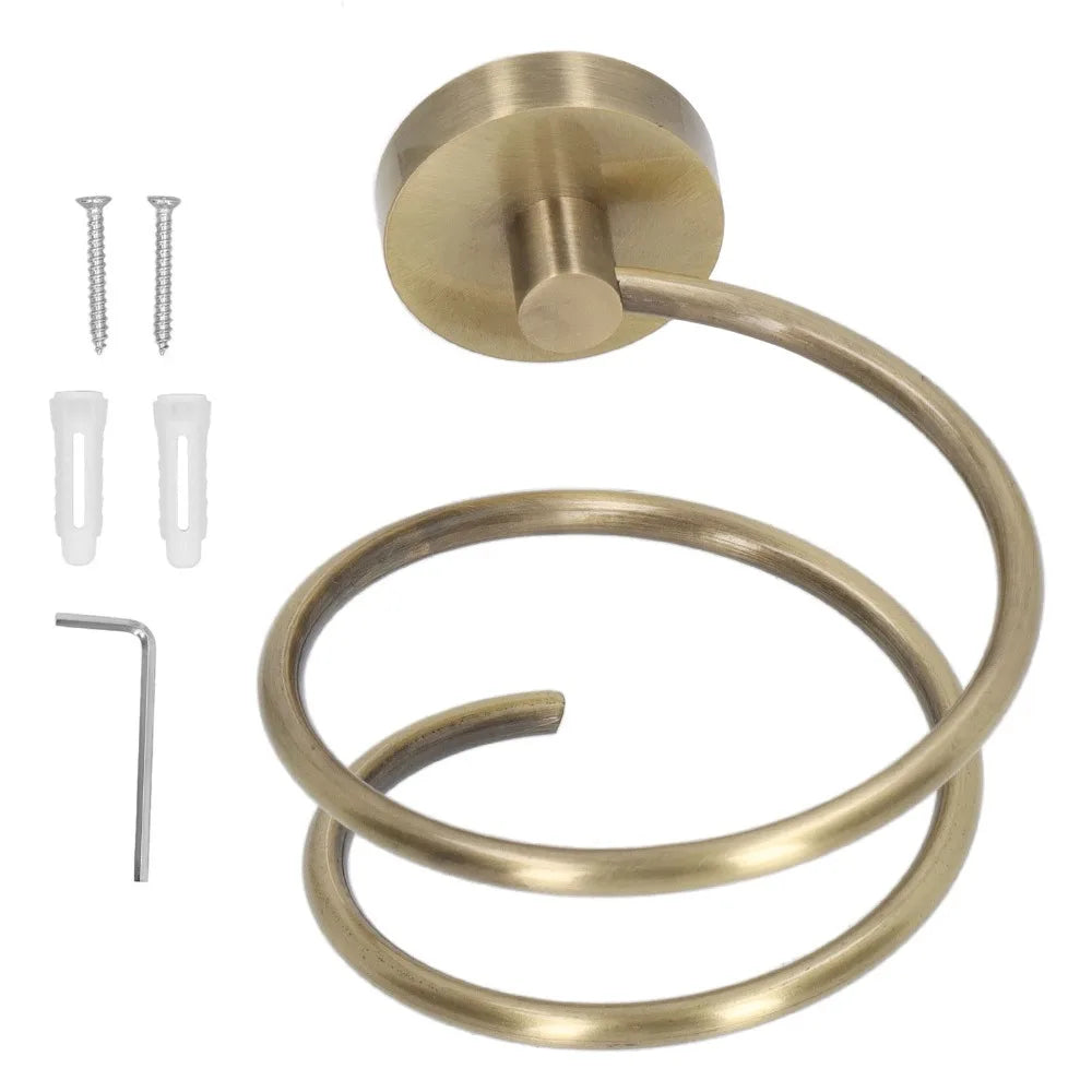 SWANS Stainless Steel Wall-Mounted Hair Dryer Holder Rack Hair Dryer Holder SWANS Gold