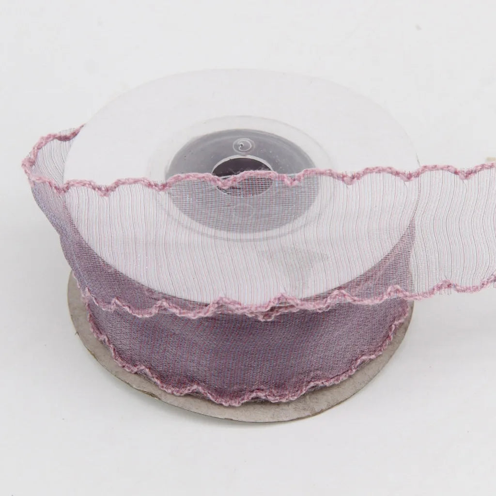 Shimmering Scalloped Edge Organza Ribbon – Boho Craft & Décor Decorative Craft Ribbon SWANS Dusty Purple 25mm