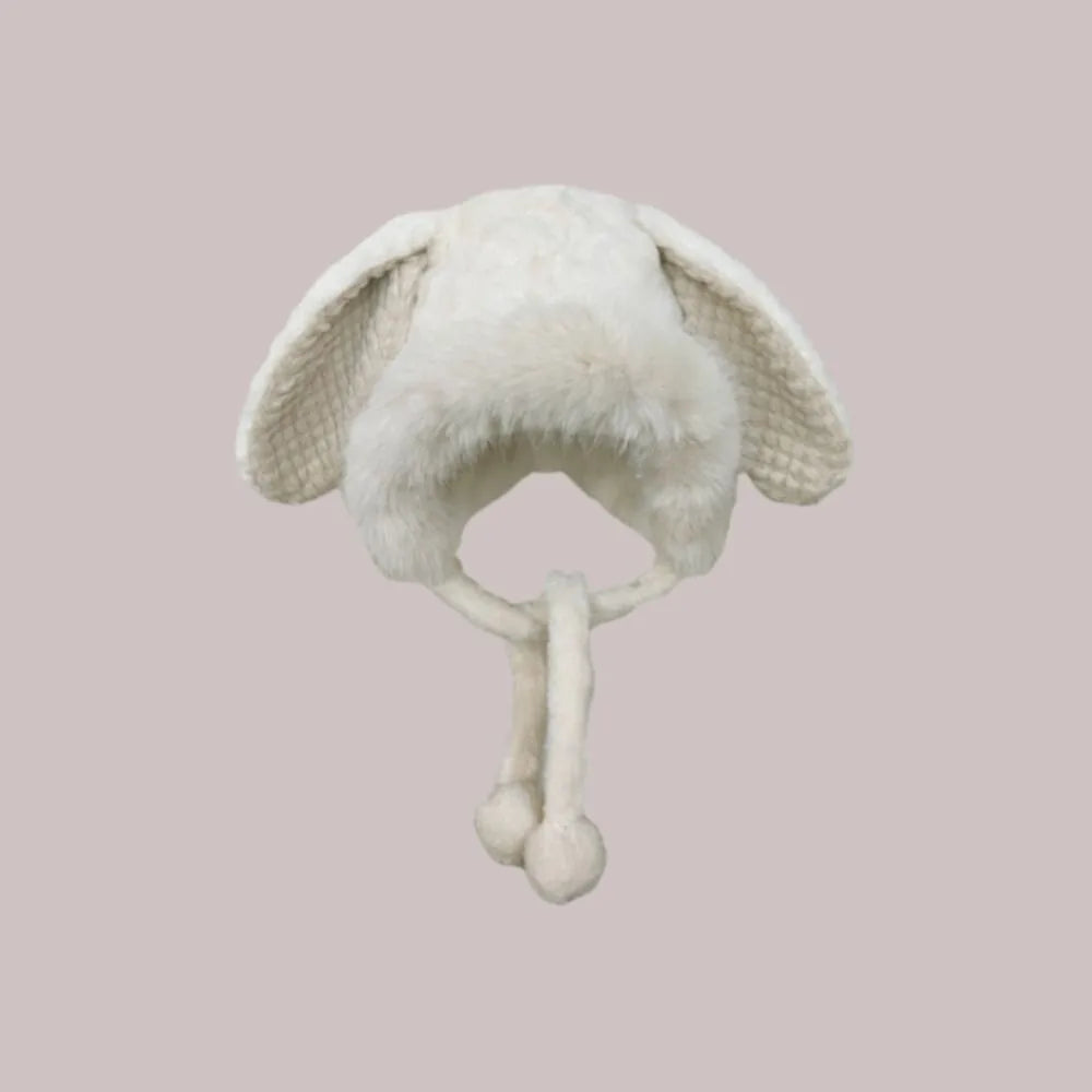 Women's Winter Wool Bucket Hat with Bear & Rabbit Ears Winter Bucket Hat SWANS Beige-B