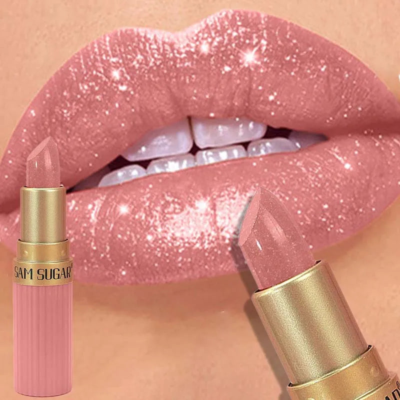 Diamond Glitter Lipstick – Waterproof Moisturizing Metallic Lip Gloss Glitter Lipstick SWANS