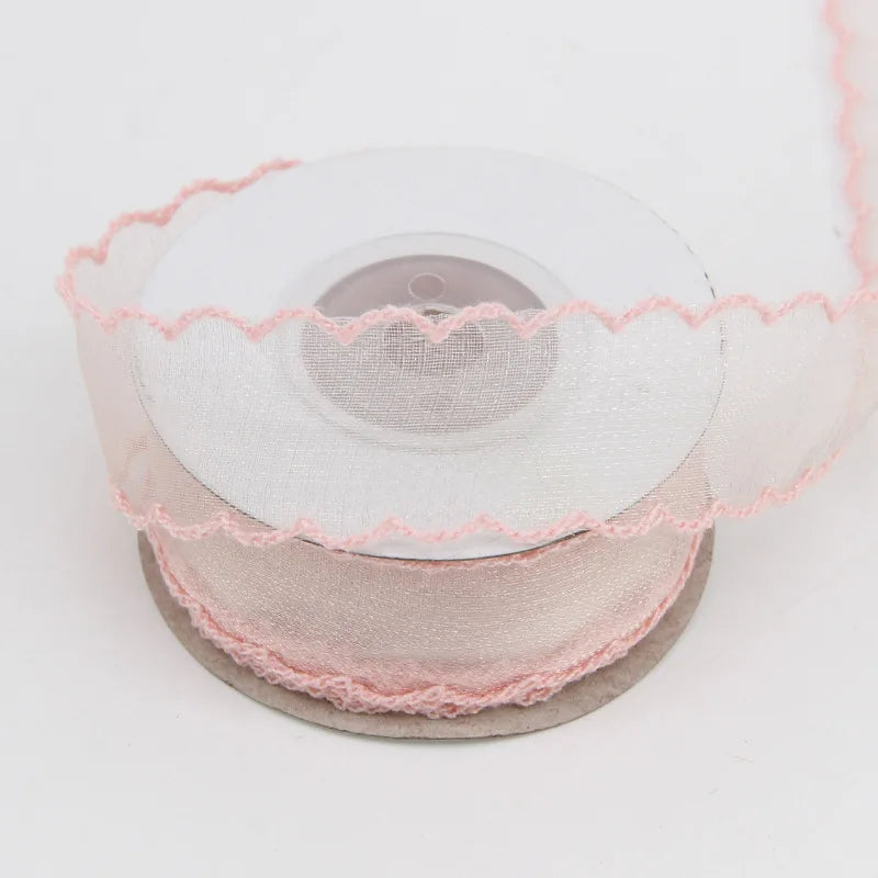Shimmering Scalloped Edge Organza Ribbon – Boho Craft & Décor Decorative Craft Ribbon SWANS Dusty Pink 25mm