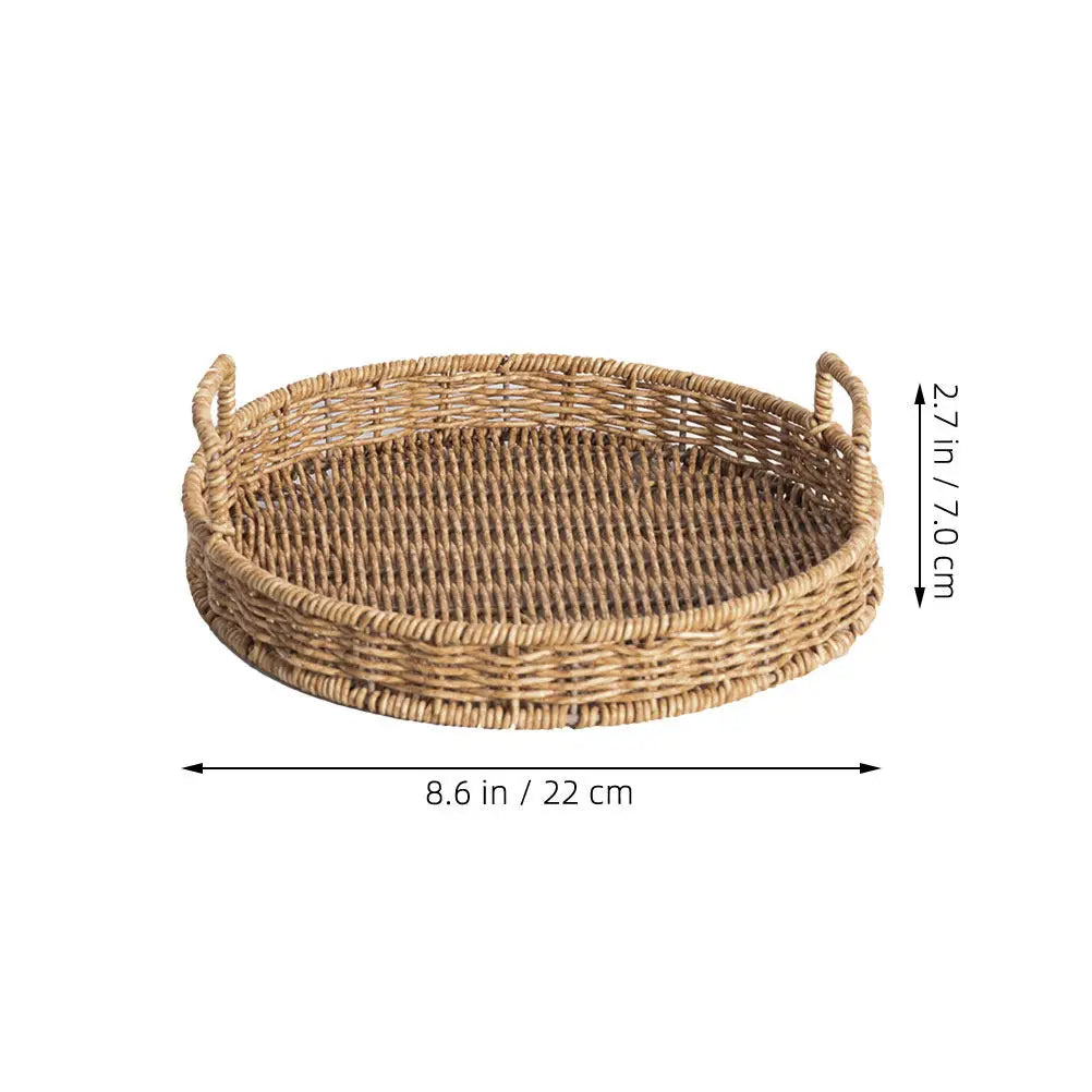 SWANS Large Round Woven Bread Basket – Kitchen Storage Tray Woven Storage Basket SWANS