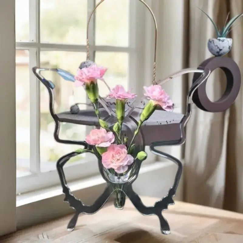 SWANS Clear Acrylic Butterfly Vase – 3D Flower Home Decor Decorative Vase SWANS