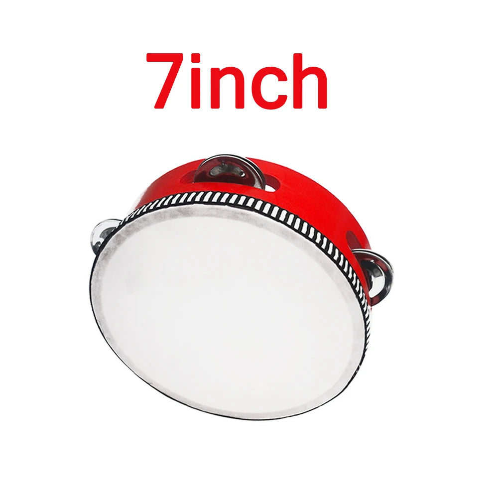 Wooden Round Tambourine Single Row Jingles – 4 to 10 Inch Handheld Tambourine SWANS 7 inch