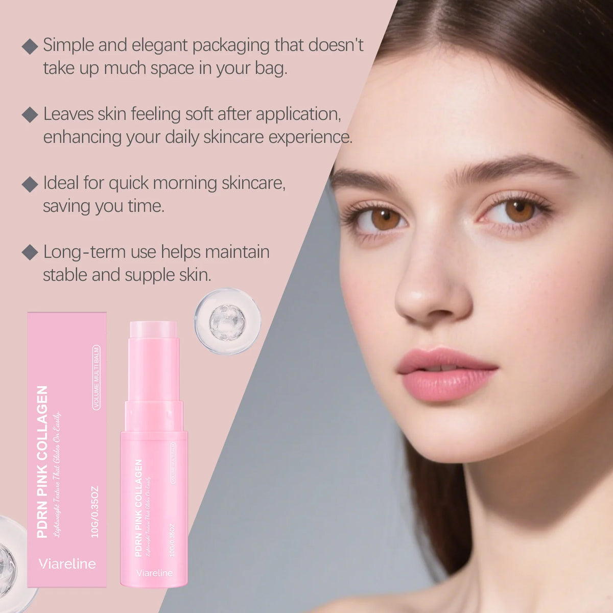 VIARELINE PDRN Pink Collagen Balm Stick – Deep Hydration Collagen Balm Stick SWANS