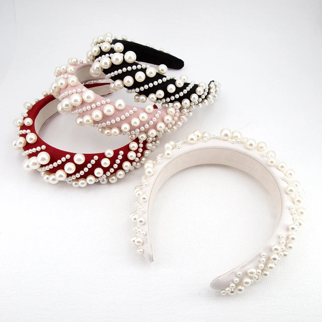 Baroque Simulated Pearl Wide Headband – Women's Hair Accessory Pearl Headband SWANS