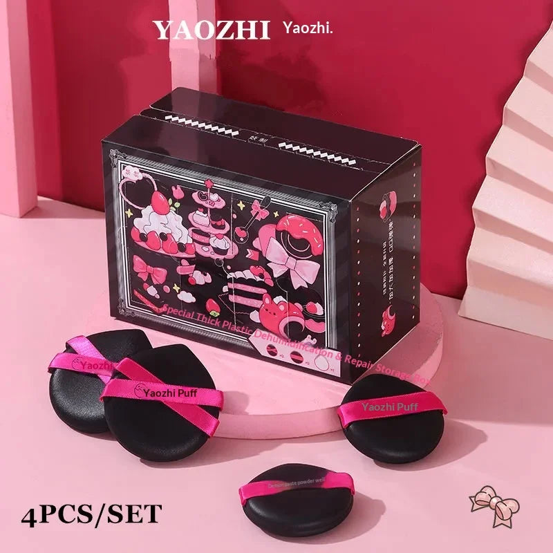 YAOZHI 4-Pack Black Makeup Sponge Puffs – Dry & Wet Blender Makeup Sponge Puff SWANS