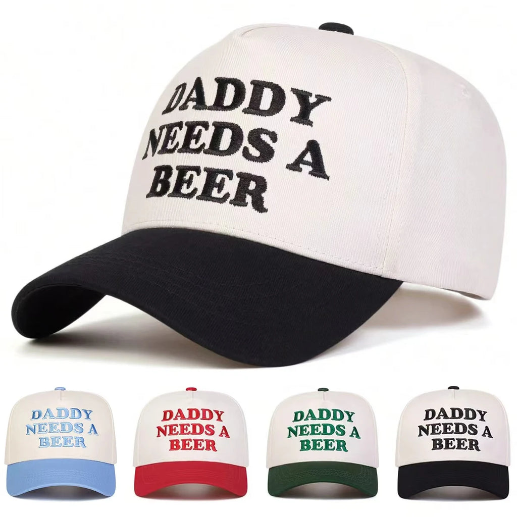 "Daddy Needs A Beer" Embroidered Baseball Cap – Unisex Embroidered Baseball Cap SWANS