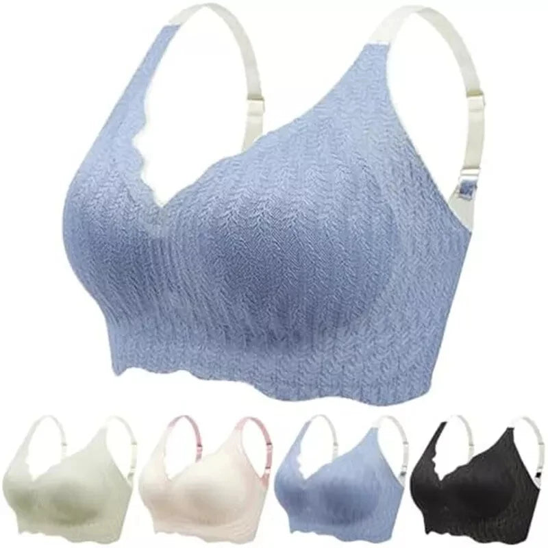 Women's Seamless Wire-Free Lace Shaping Bra – Soft & Breathable Seamless Wireless Bra SWANS