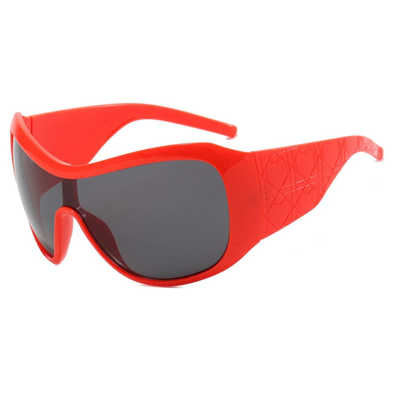 TOYEARN Y2K Big Frame Sunglasses UV400 Punk Vintage Style Fashion Sunglasses SWANS Red Black As the photo