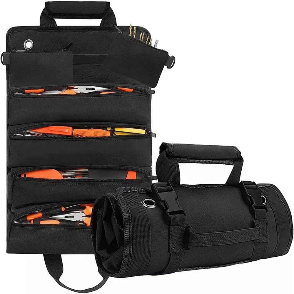 SWANS Heavy Duty Roll Up Tool Bag with Detachable Pouches Roll Up Tool Bag SWANS black L