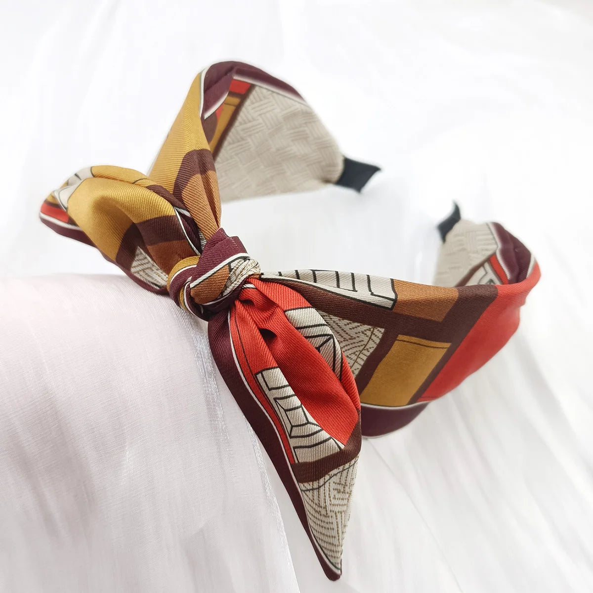 Women's Wide Bow Flower Headband – Turban Hairband 1 or 4 Pack Fashion Headband SWANS Yellow Brown