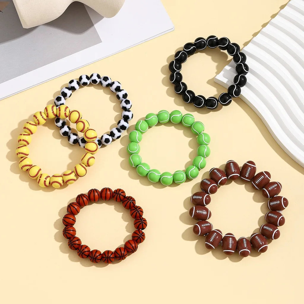 Sports Ball Beaded Bracelet – Unisex Acrylic Charm Beaded Charm Bracelet SWANS