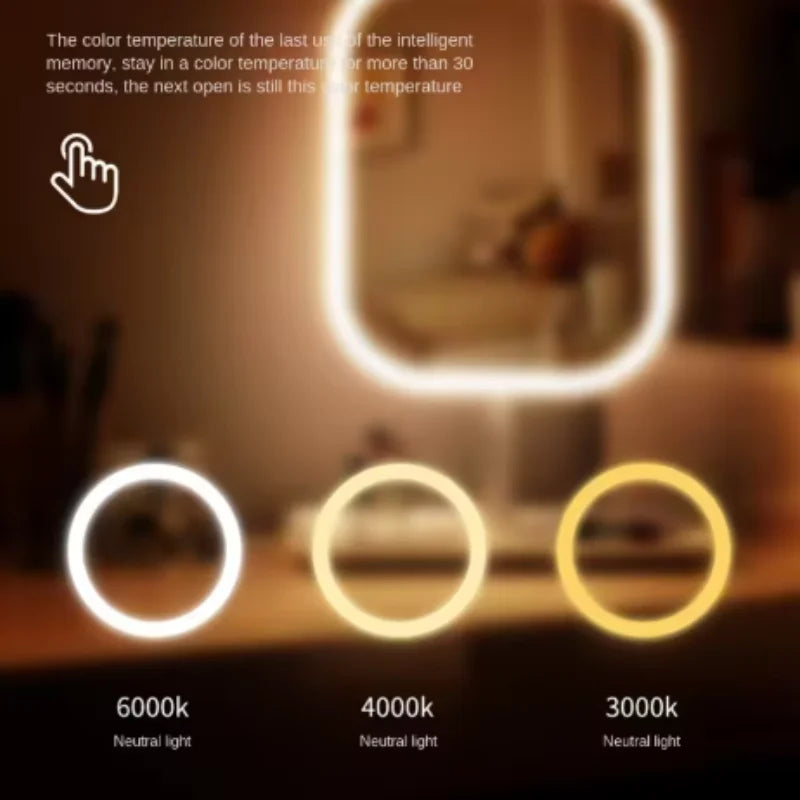 SWANS Large Square LED Makeup Mirror – 3-Color Lighting LED Makeup Mirror SWANS
