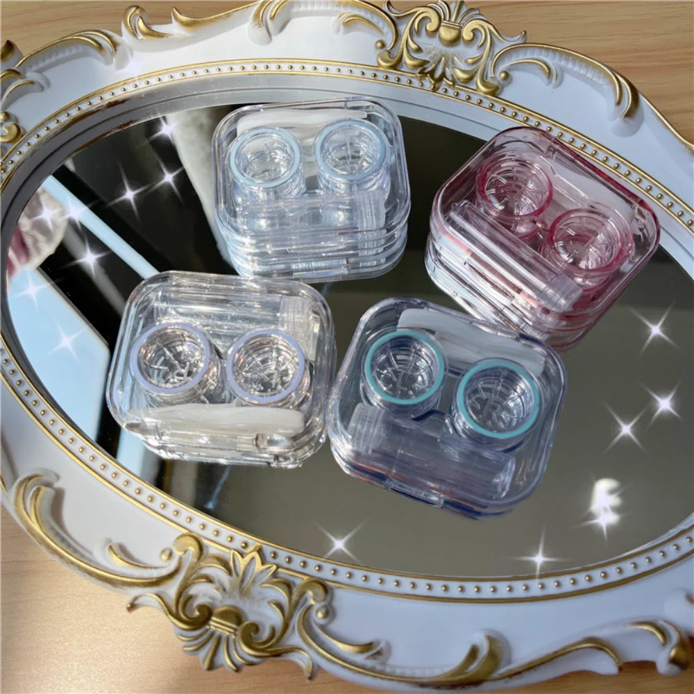 Transparent Contact Lens Case with Mirror, Tweezers & Bottle Contact Lens Case SWANS