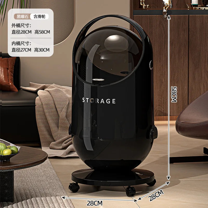 SWANS Rolling Trash Bin with Lid & Wheels – Stylish Home Waste Can Rolling Trash Bin SWANS F