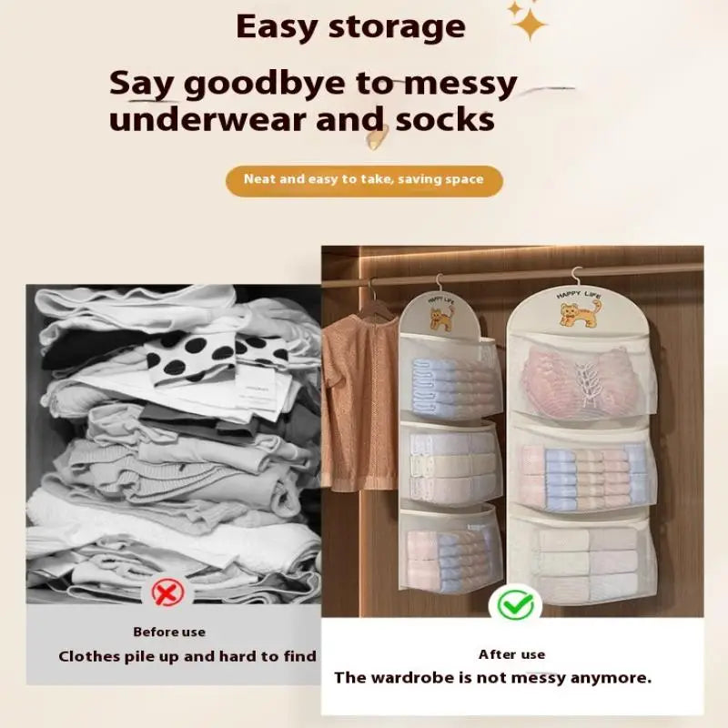 Hanging Mesh Storage Bag 2/3-Layer Wardrobe Organizer Wardrobe Storage Organizer SWANS