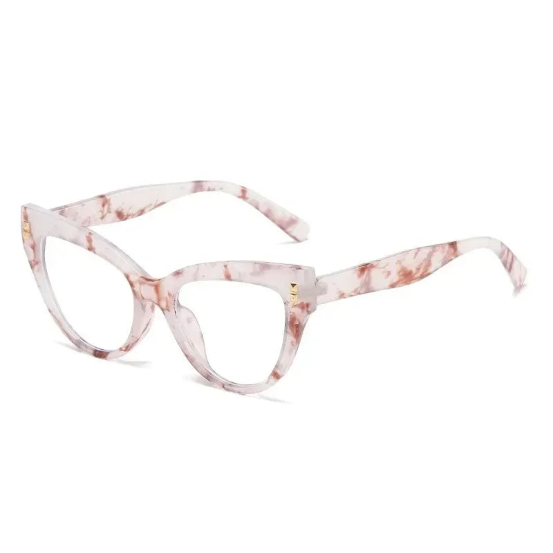 TOYEARN Cat Eye Reading Glasses – Blue Light Blocking Women Reading Glasses SWANS Pink Marble +150