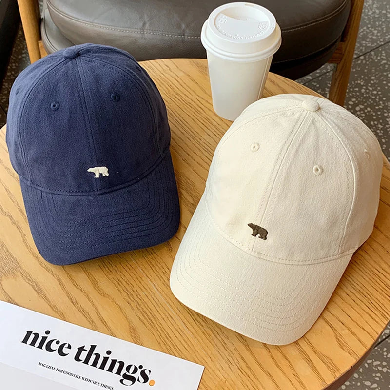 Bear Embroidery Baseball Cap – Unisex Cotton Snapback Hat Baseball Cap SWANS