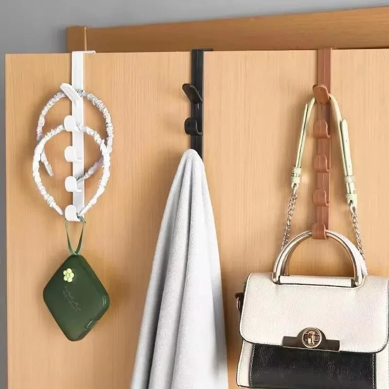SWANS 5-Hook Behind the Door Rack – No-Drill PP Organizer Door Hook Rack SWANS